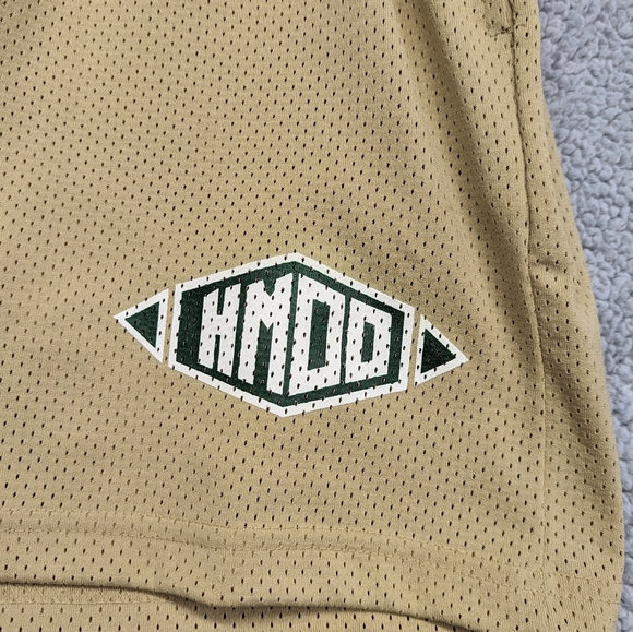 HMDD Shorts Mens Large Happy Memories Don't Die Los Angeles Cali Tan Beige USA - Picture 5 of 14